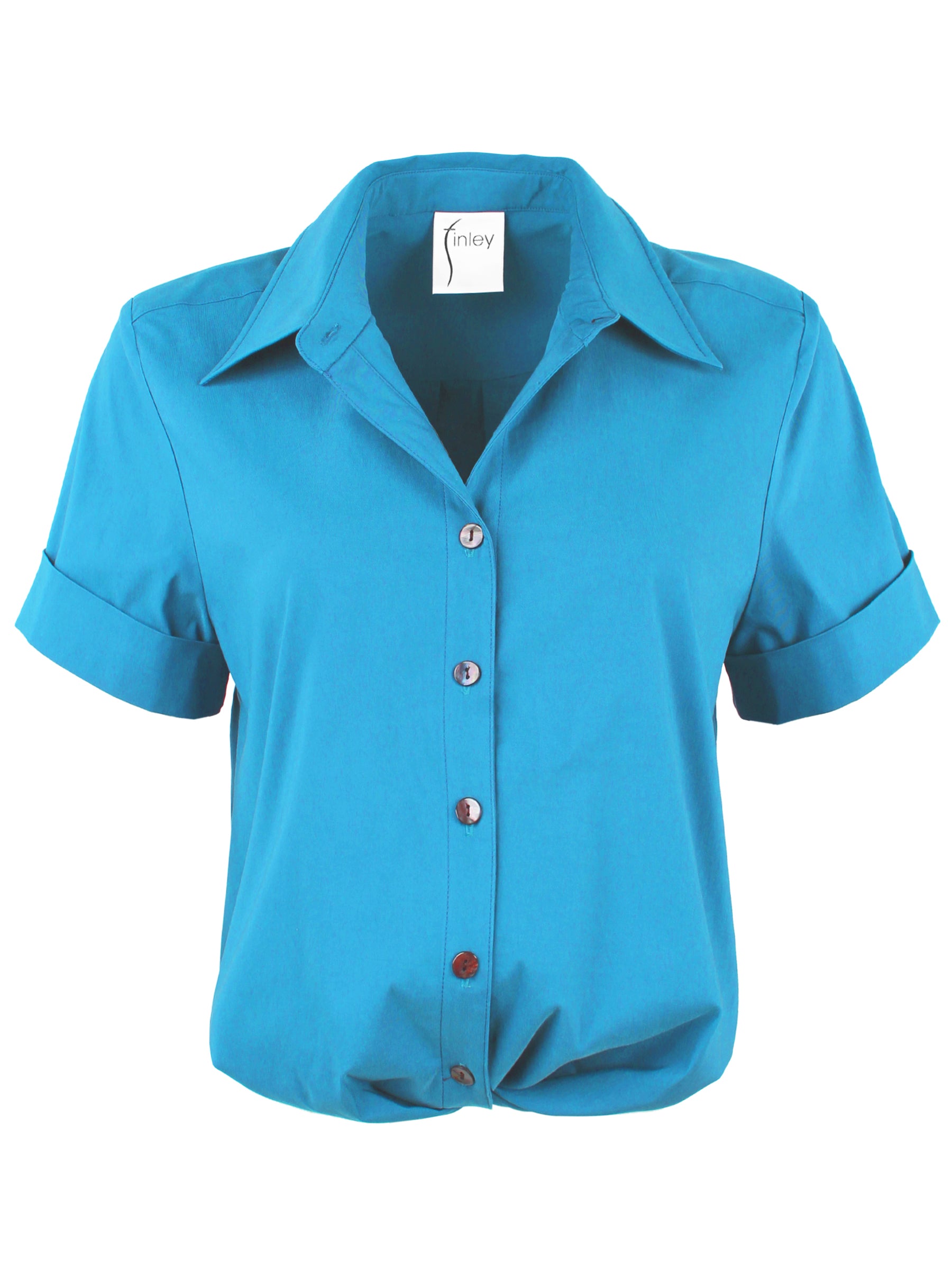 Alli | Short Sleeve Crop Blouse, Turquoise | Finley Shirts & Dresses