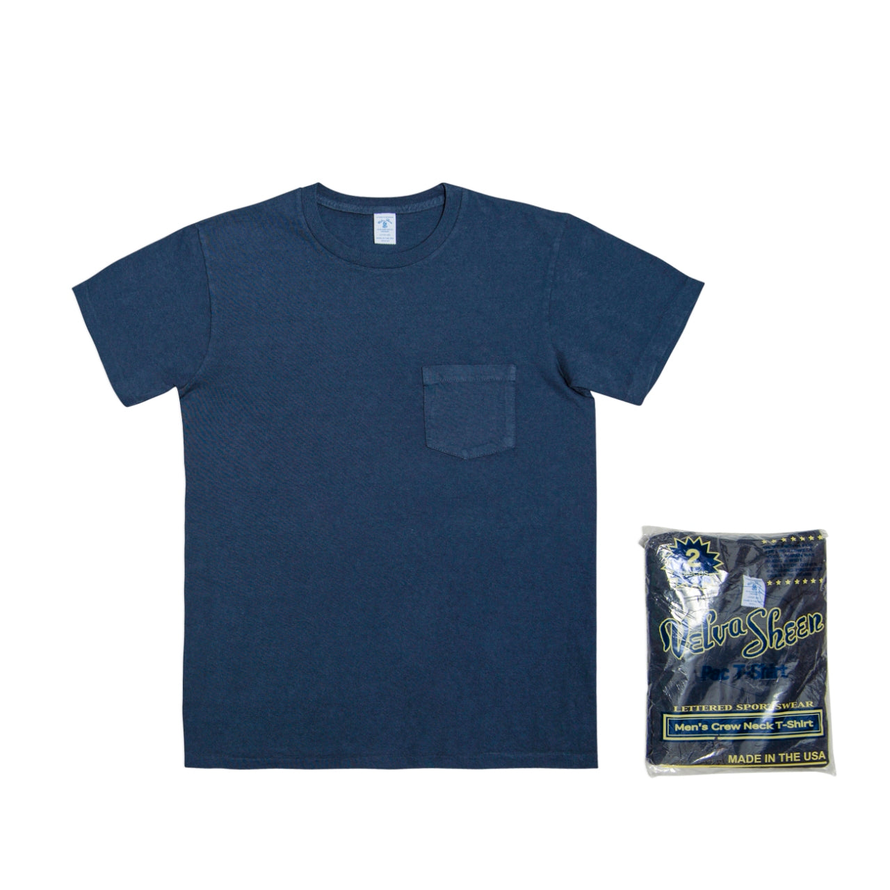Short sleeve Crew neck Tee w/pocket (2 Shirts Pac) / Navy – VELVA