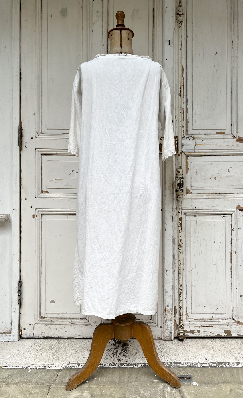 フランスアンティークリネンシャンブルスモックワンピース1 ( AC-ot44