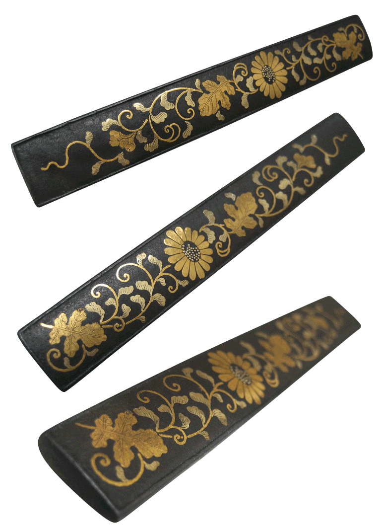 江戸期 割笄 赤銅 金象嵌 江戸期 割笄 赤銅 金象嵌 江戸期 割笄 赤銅