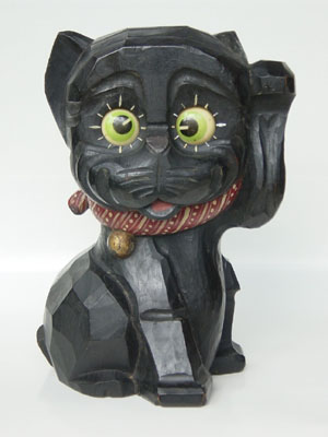 黒猫木彫目玉時計 - 東洋時計