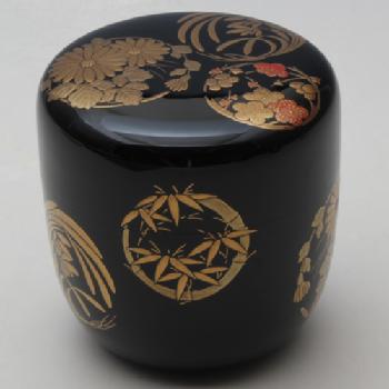 黒大棗 四君子花丸蒔絵 内銀【販売】-茶道具は京都しみず孔昌堂