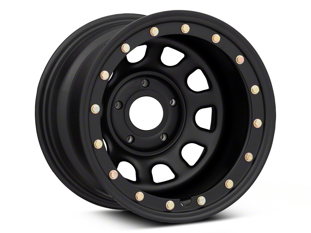 Mammoth D-Window Simulated Beadlock Matte Black Wheel; 15x10