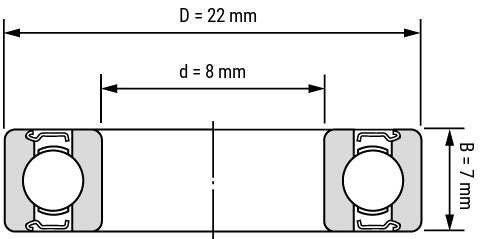 Радиальный подшипник 608ZZ 8x22x7мм