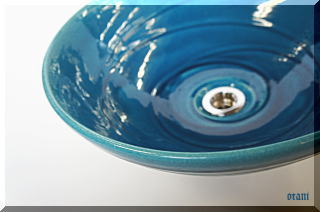 信楽焼ソリ型青透明（大）洗面ボウル陶器の販売