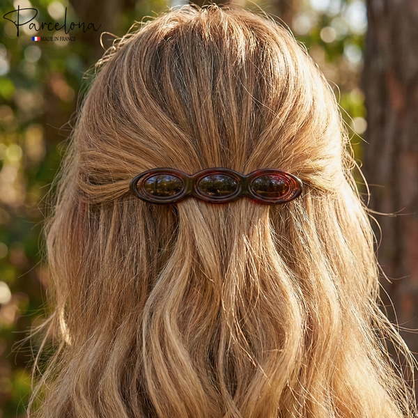 Parcelona French Scalloped Oval Barrette 4.75
