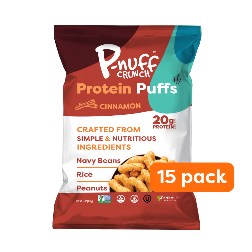 P-nuff Crunch - Baked Peanut Puff Snack - Cinnamon Flavor (Pack of 15)