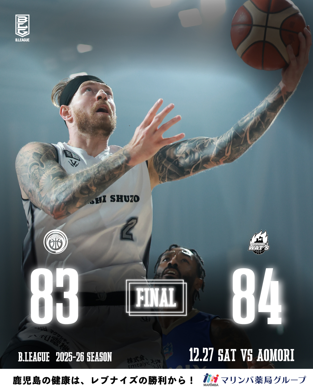 りそなグループ B.LEAGUE 2025-26シーズン 第15節（12/27）試合結果の