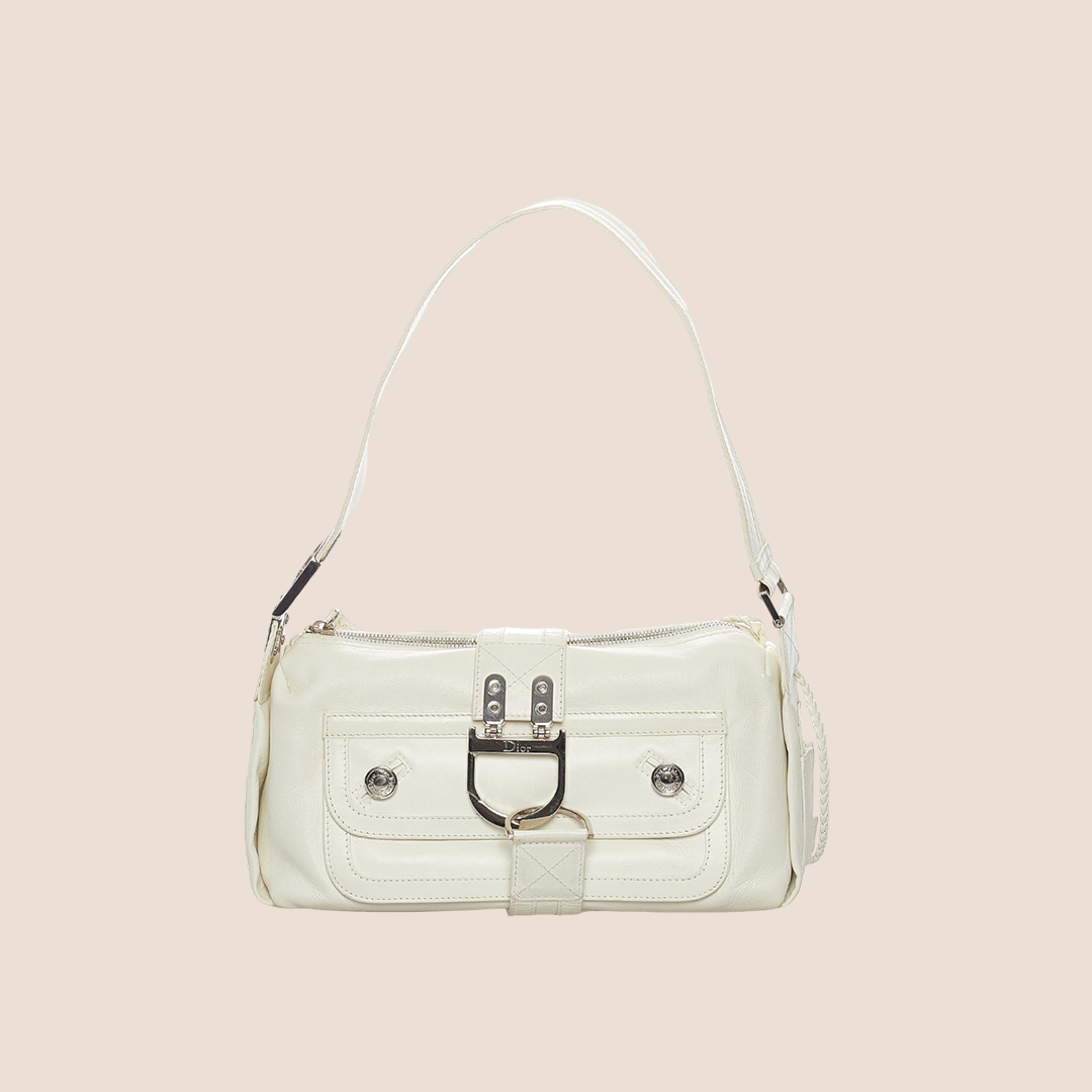 CHRISTIAN DIOR 2005 WHITE LEATHER FLIGHT BAG – RDB