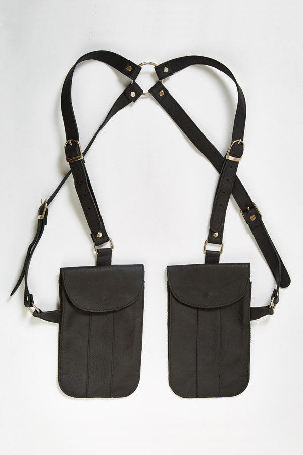 Black Leather Holster Shoulder Bag | Silly Yogi