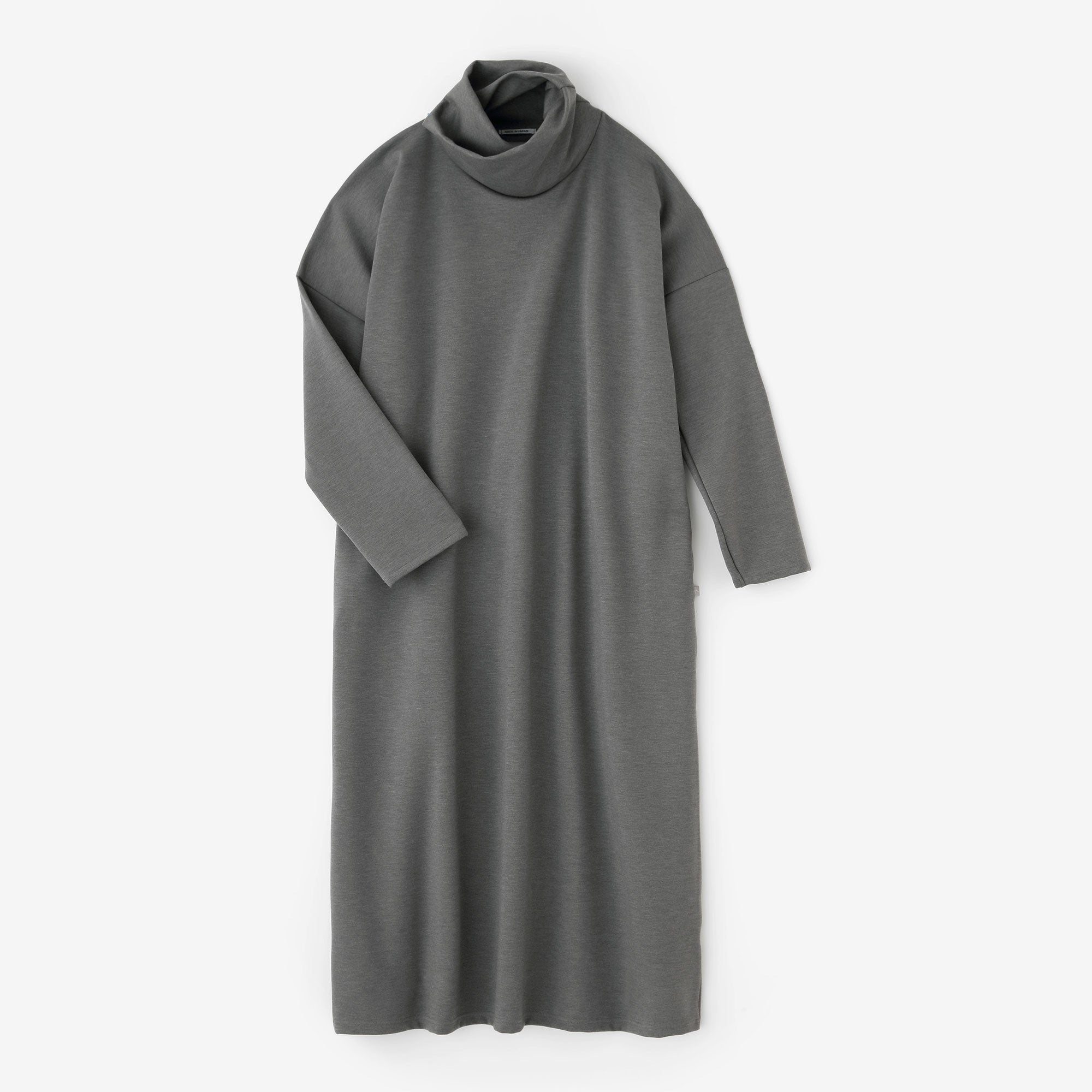 ソフトサーモ(R) ポンチローマ タートルネック L/S OP マキシ丈／グレー