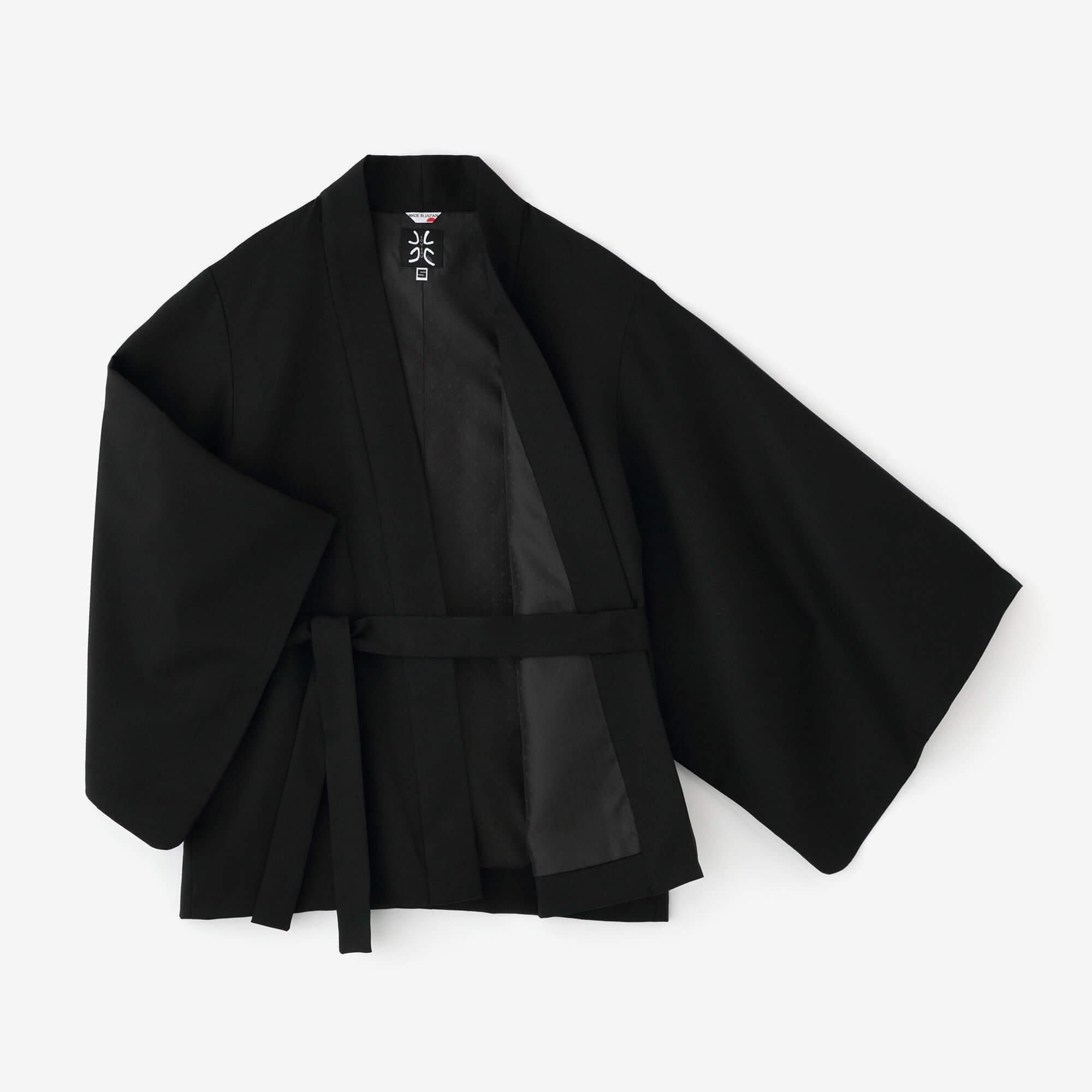 42双 梳毛（そもう） 短羽織（たんばおり） 袷（あわせ）／濡羽色（ぬれ