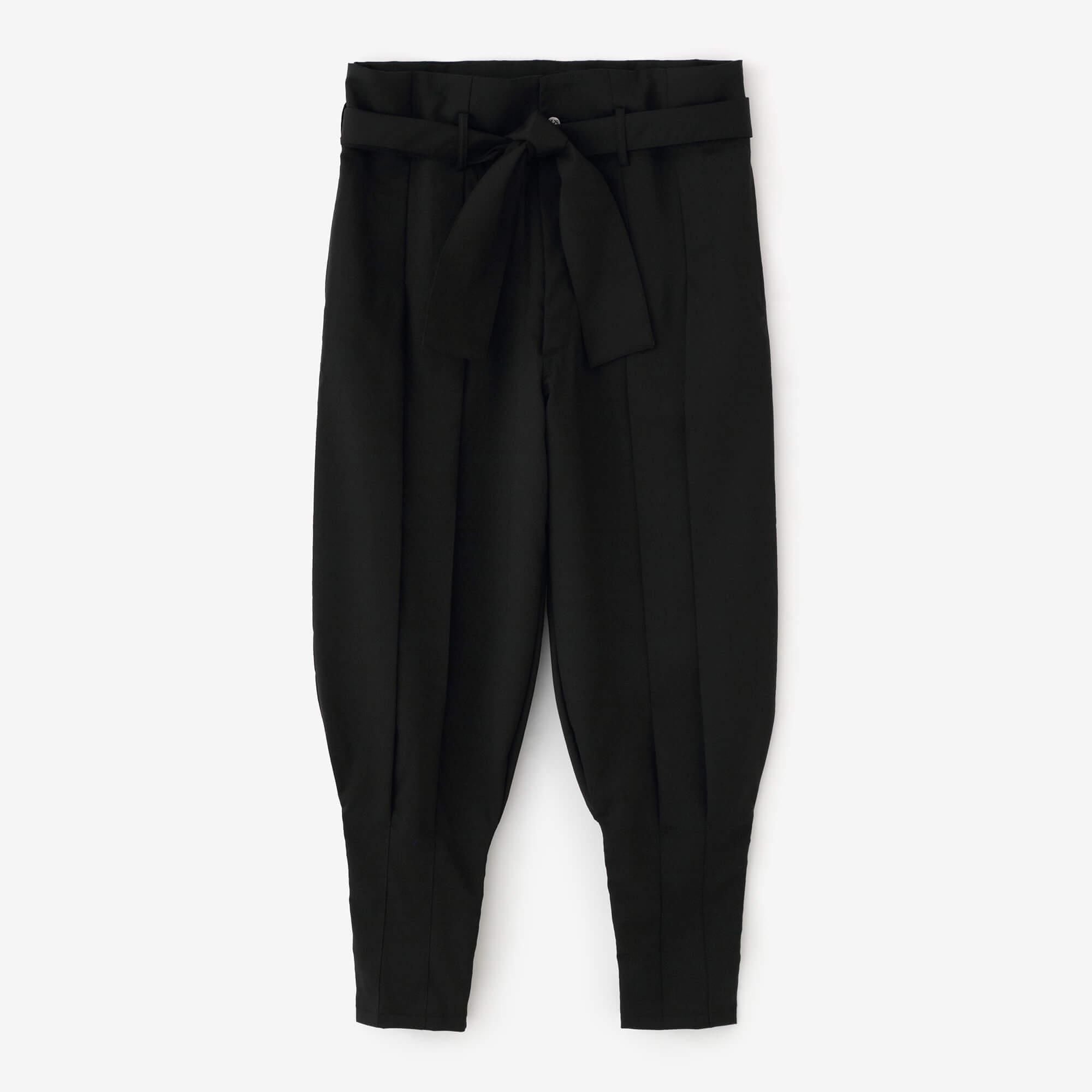 42雙線 梳毛 裁付袴型褲／黑色