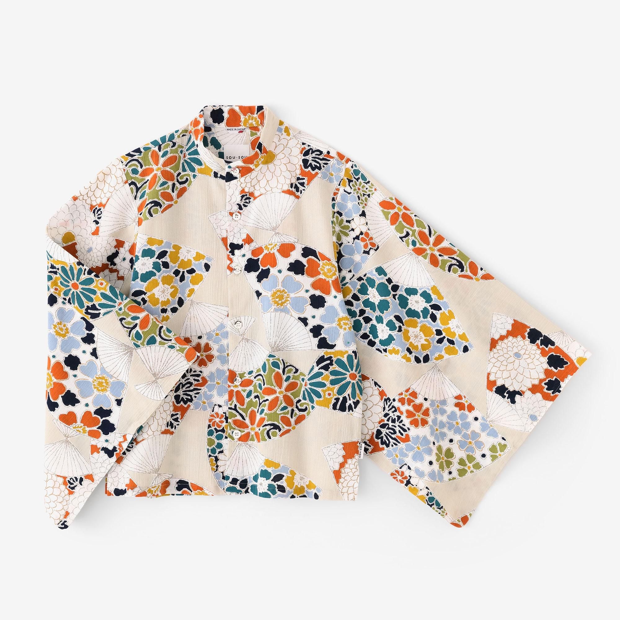 高島縮 20/20 草衣（そうい） 上（うえ）／扇（おうぎ） 白茶鼠（しらちゃ