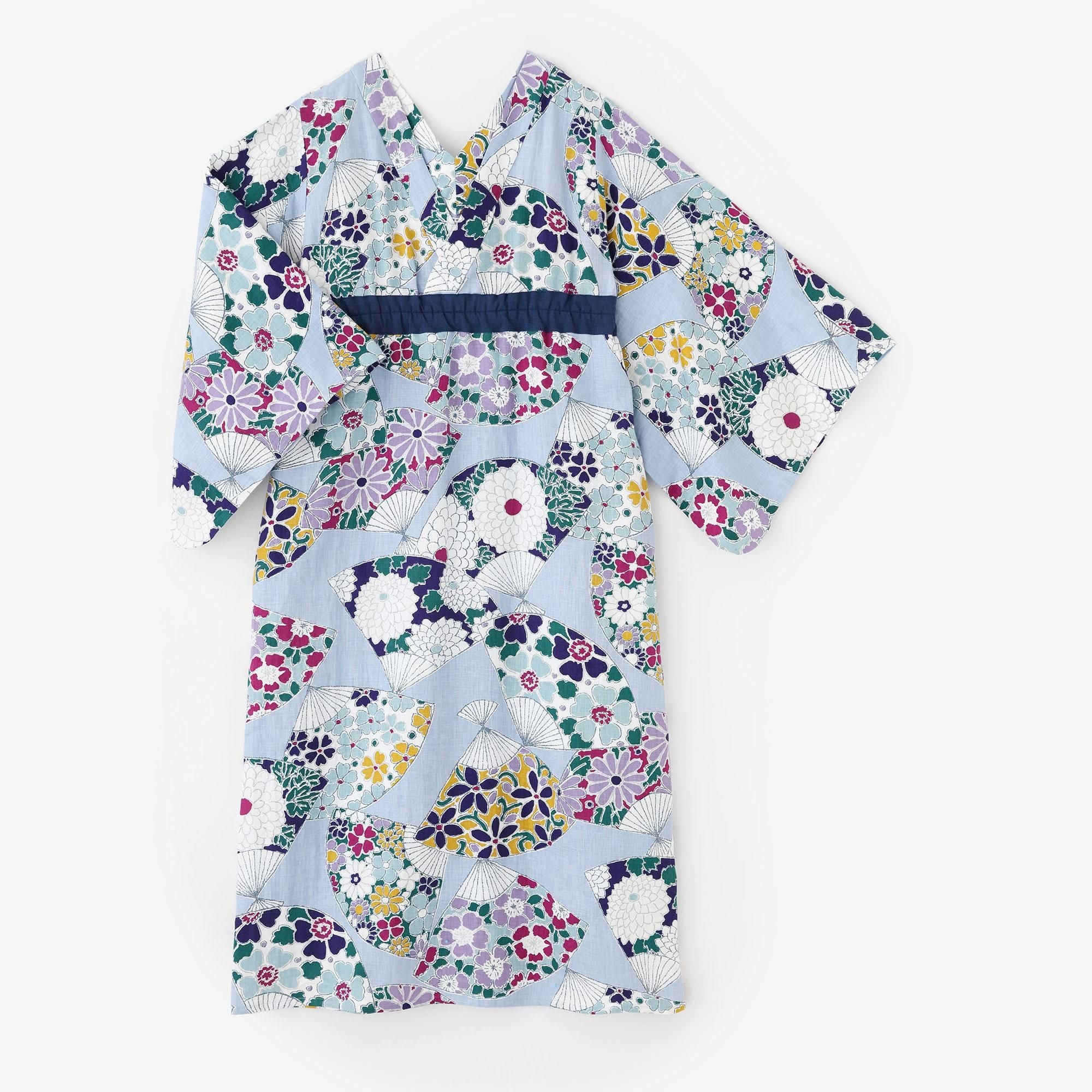 麻 ゆかたみたて／扇（おうぎ） 浅縹（あさはなだ）