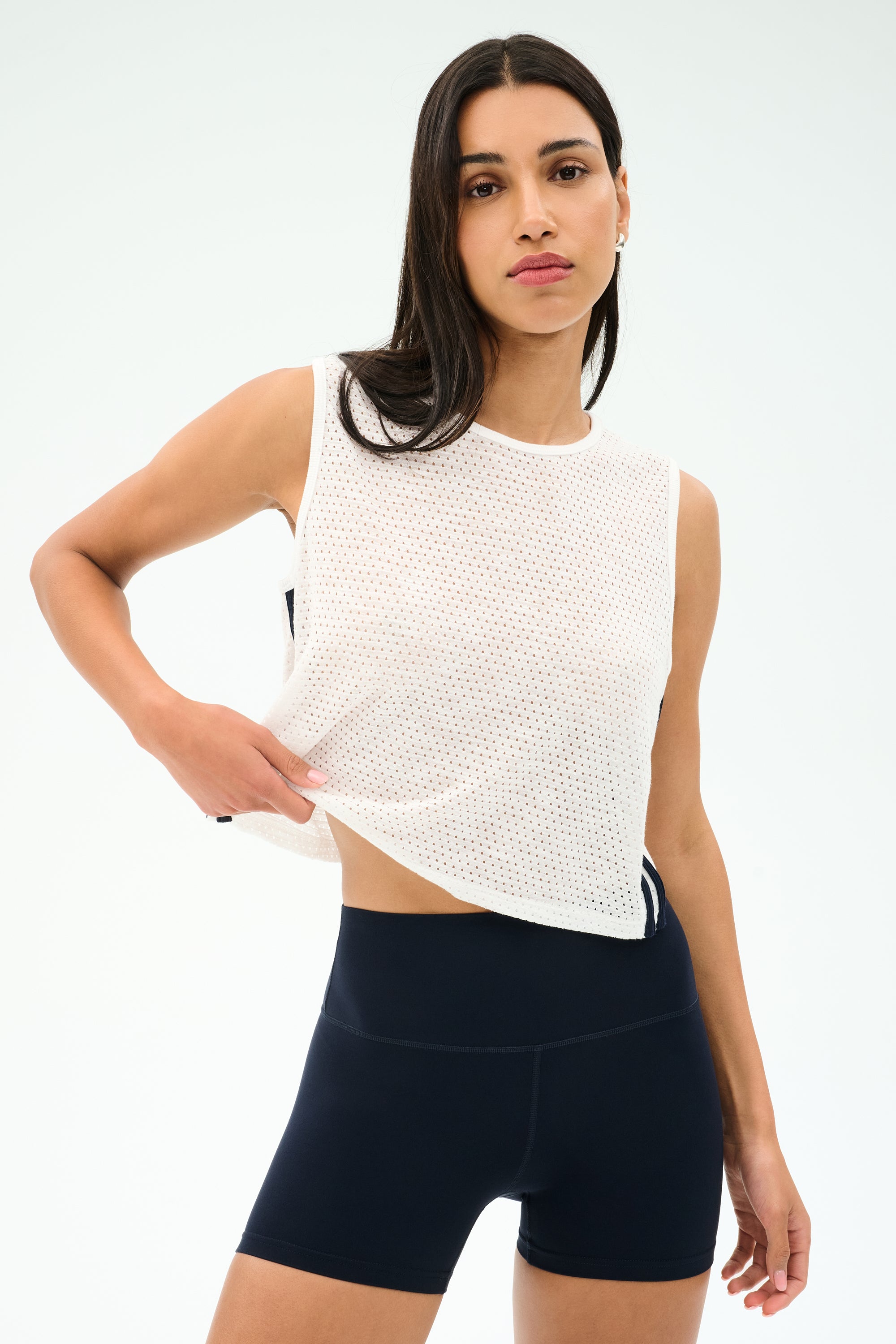 Logan Mesh Tank With Stripe - White/Indigo – SPLITS59