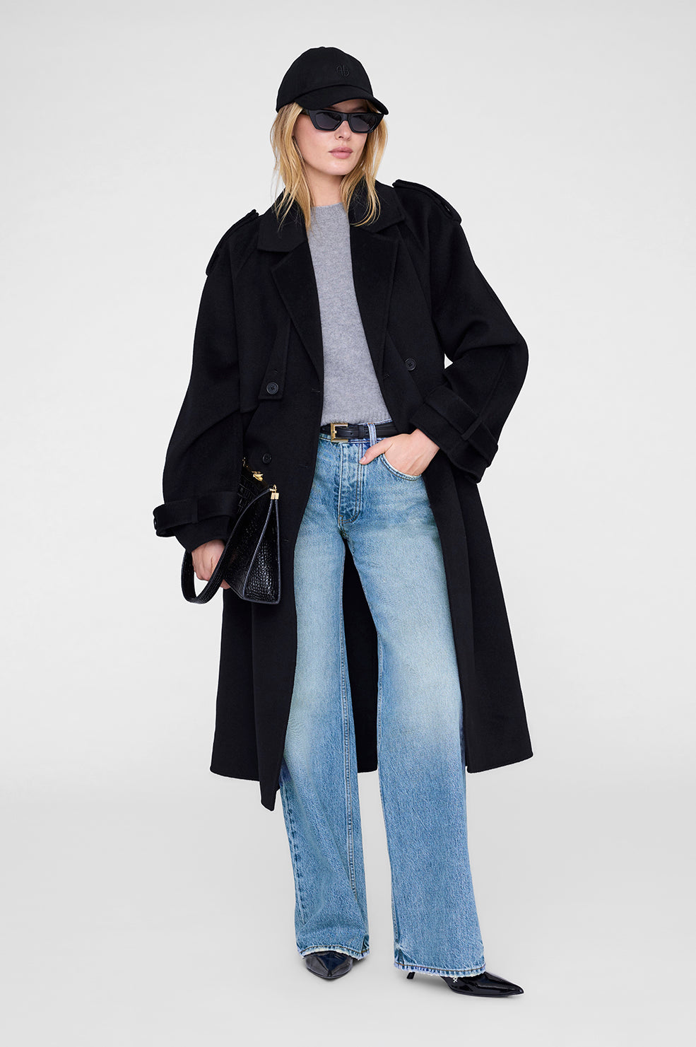 ANINE BING Jeremy Baseball Cap - Black Wool