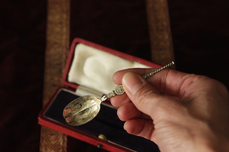 スターリングシルバーアノインティングスプーン1937 Coronation