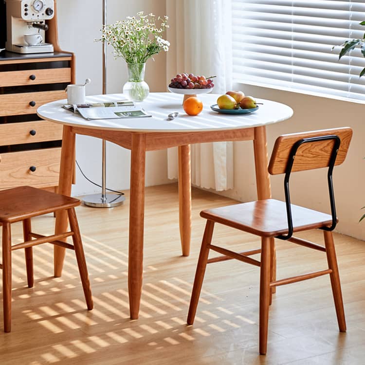 ダイニングテーブル 丸テーブル 円形セラミック天板 無垢材脚 チェリー材