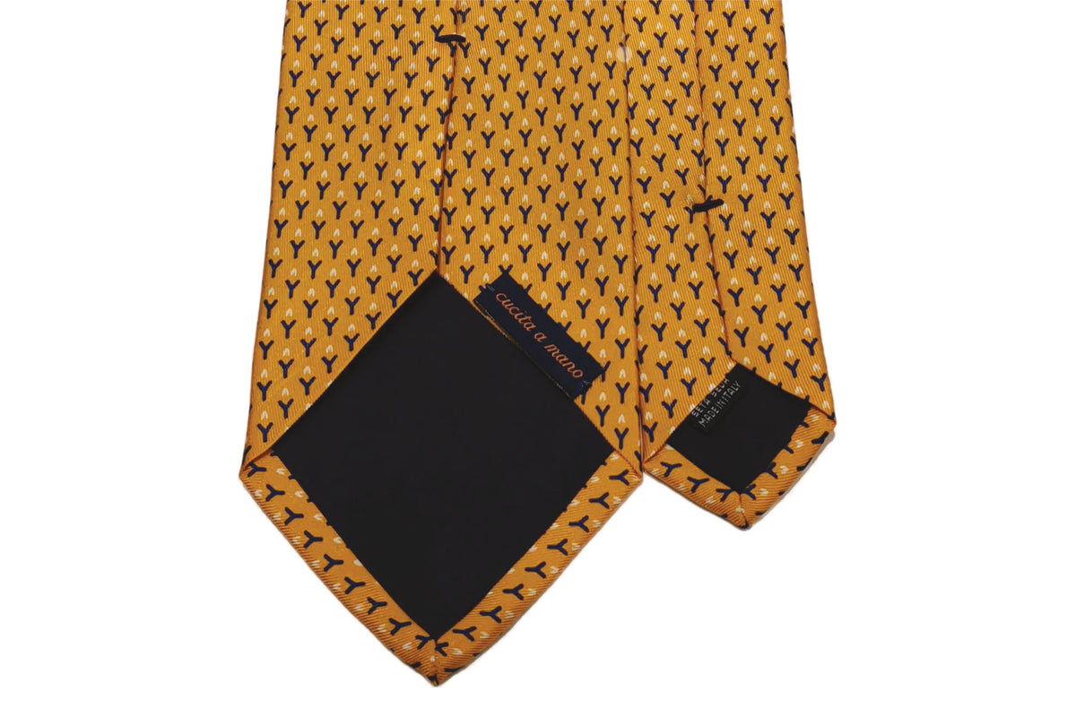 メローラ MEROLA SERIES ネクタイ ◇ イエロー×小枝模様（ブラウン