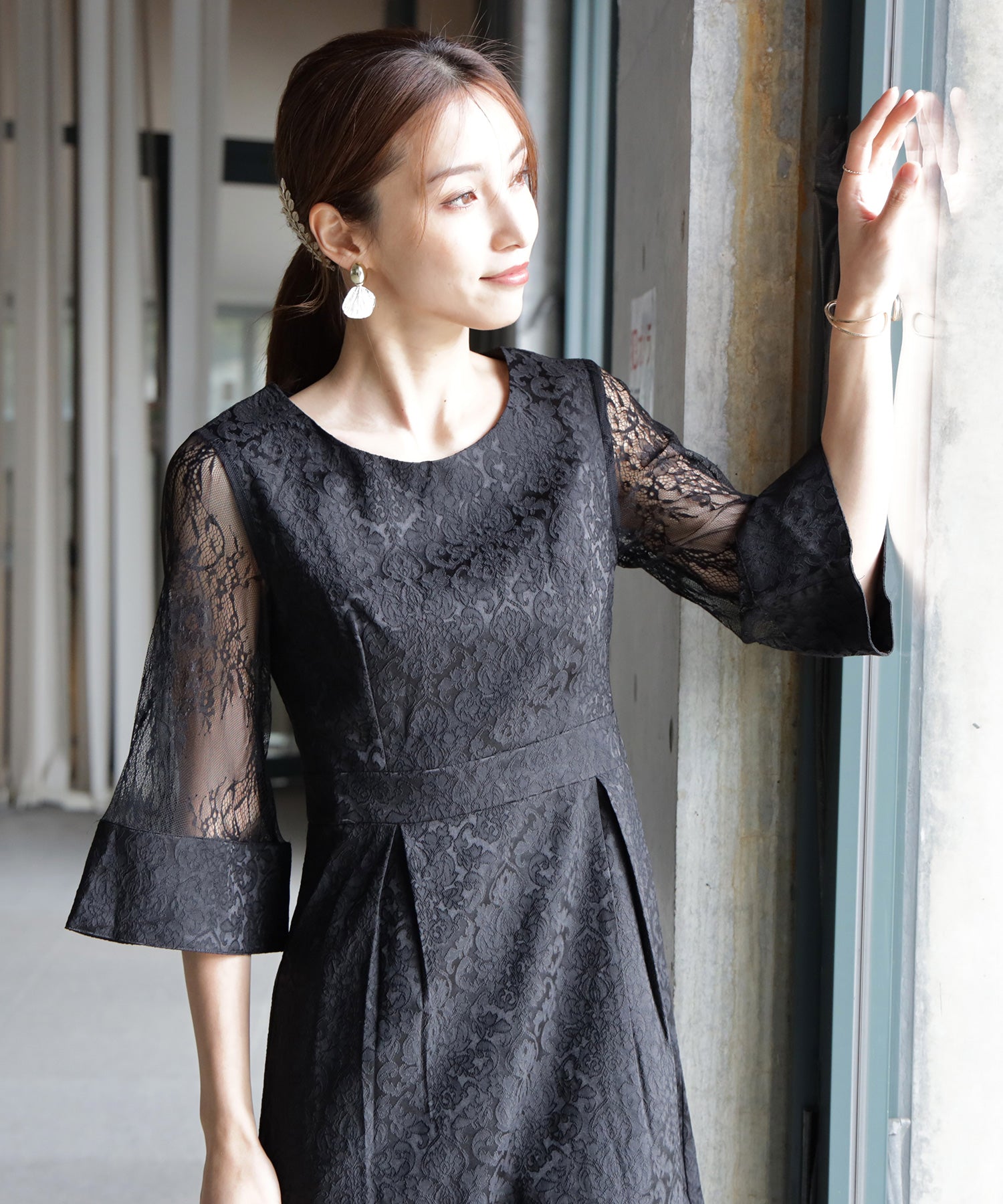 ダマスク柄ミモレ丈結婚式パーティードレスcy88330 – [公式]DRESS+