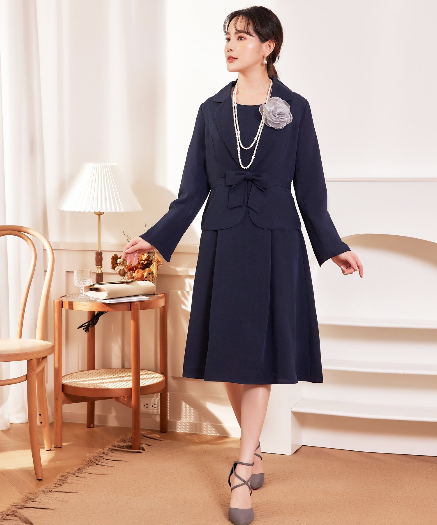 フォーマルワンピース ジャケット セット 膝丈 テーラードジャケット