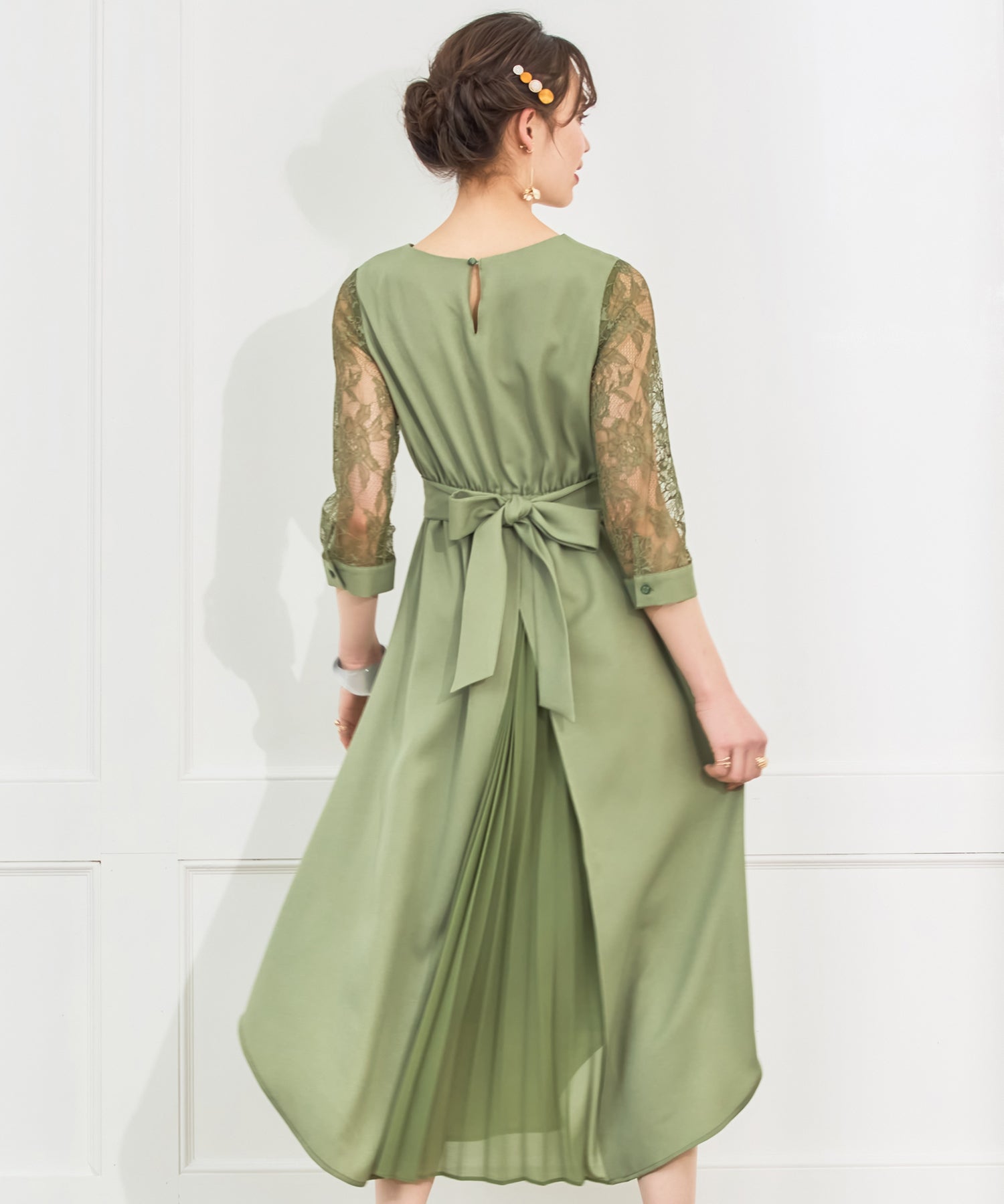 パーティードレス 2way レース 大人可愛い ドッキングワンピース 脚長