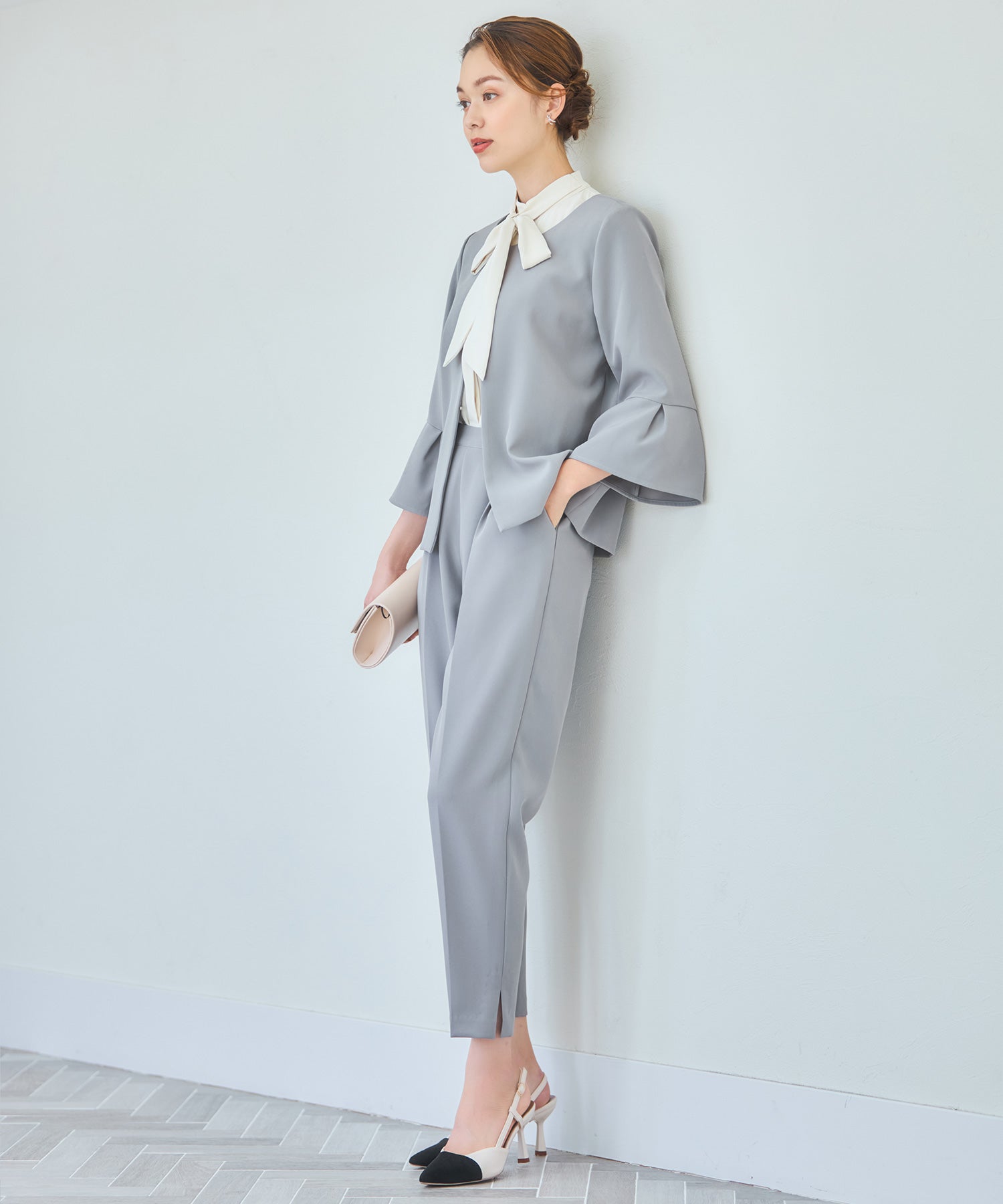 セットアップ レディーススーツ ジャケットdsz0124 ライトグレー