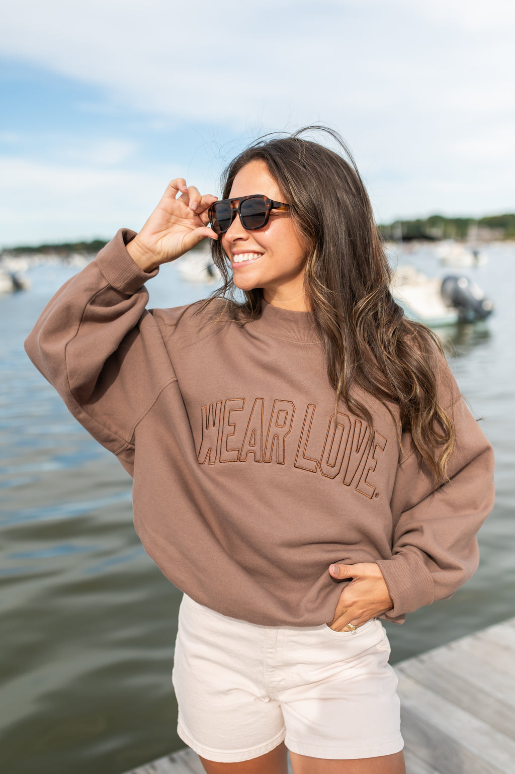 Latte Brown Mock Neck Sweatshirt | Sustainable Premium | Wear Love®