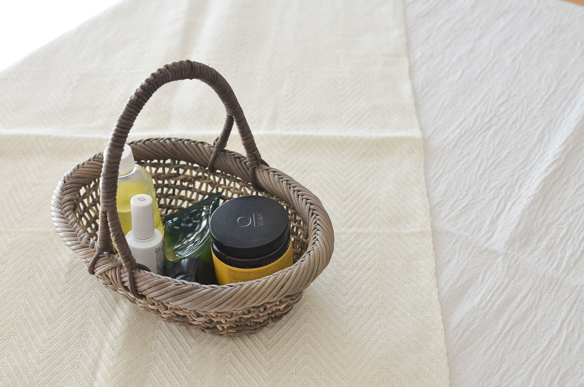 長野県/むきあけび すかし編小判 手付き盛りかご 小・大 2サイズ