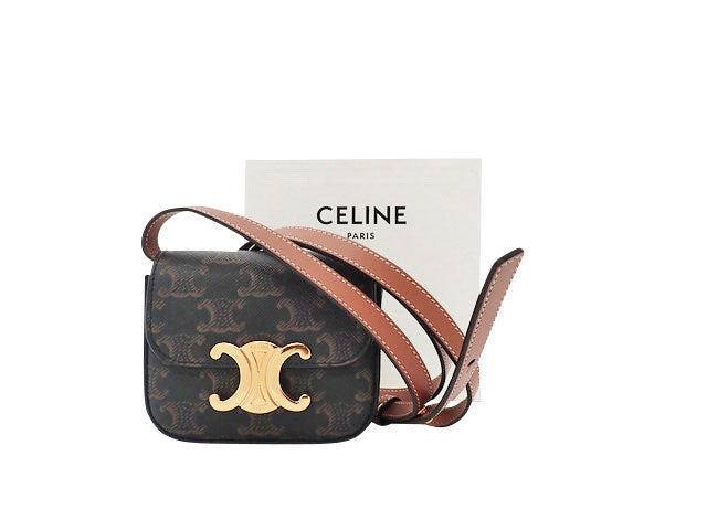 CELINE セリーヌ MINI CLAUDE IN TRIOMPHE CANVAS AND CALFSKIN ミニ