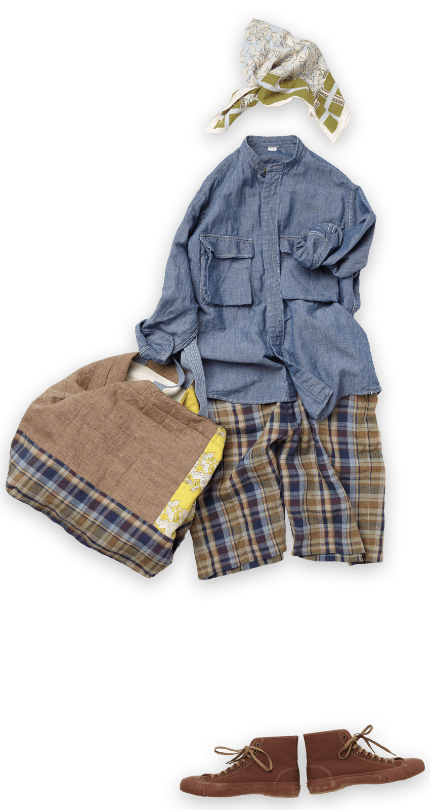 45Rインドカディブロックプリントの大きいバンダナ: GOODS｜45R