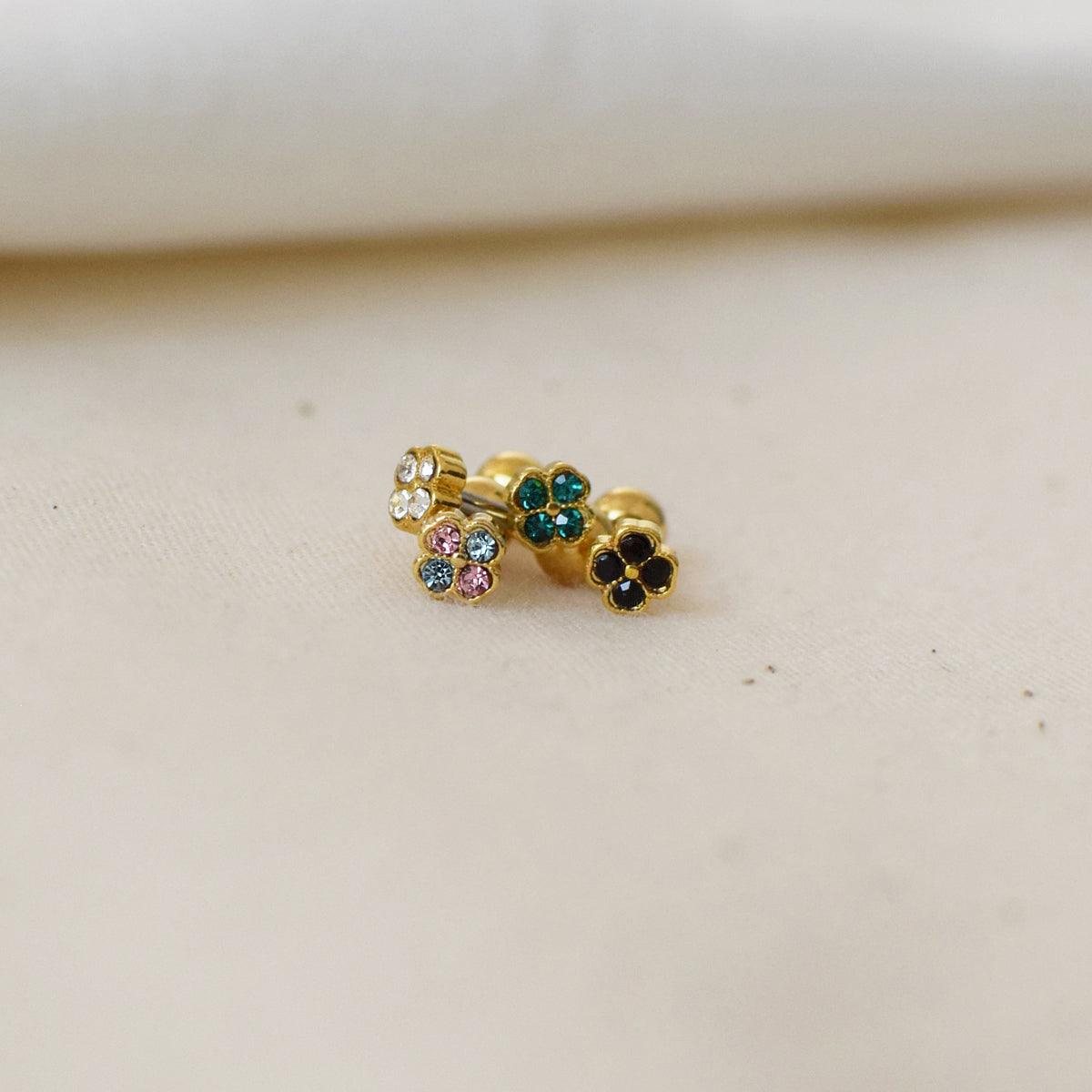 サージカル]ゴールド 四つ葉 クローバー キュービック (4Color) 16G