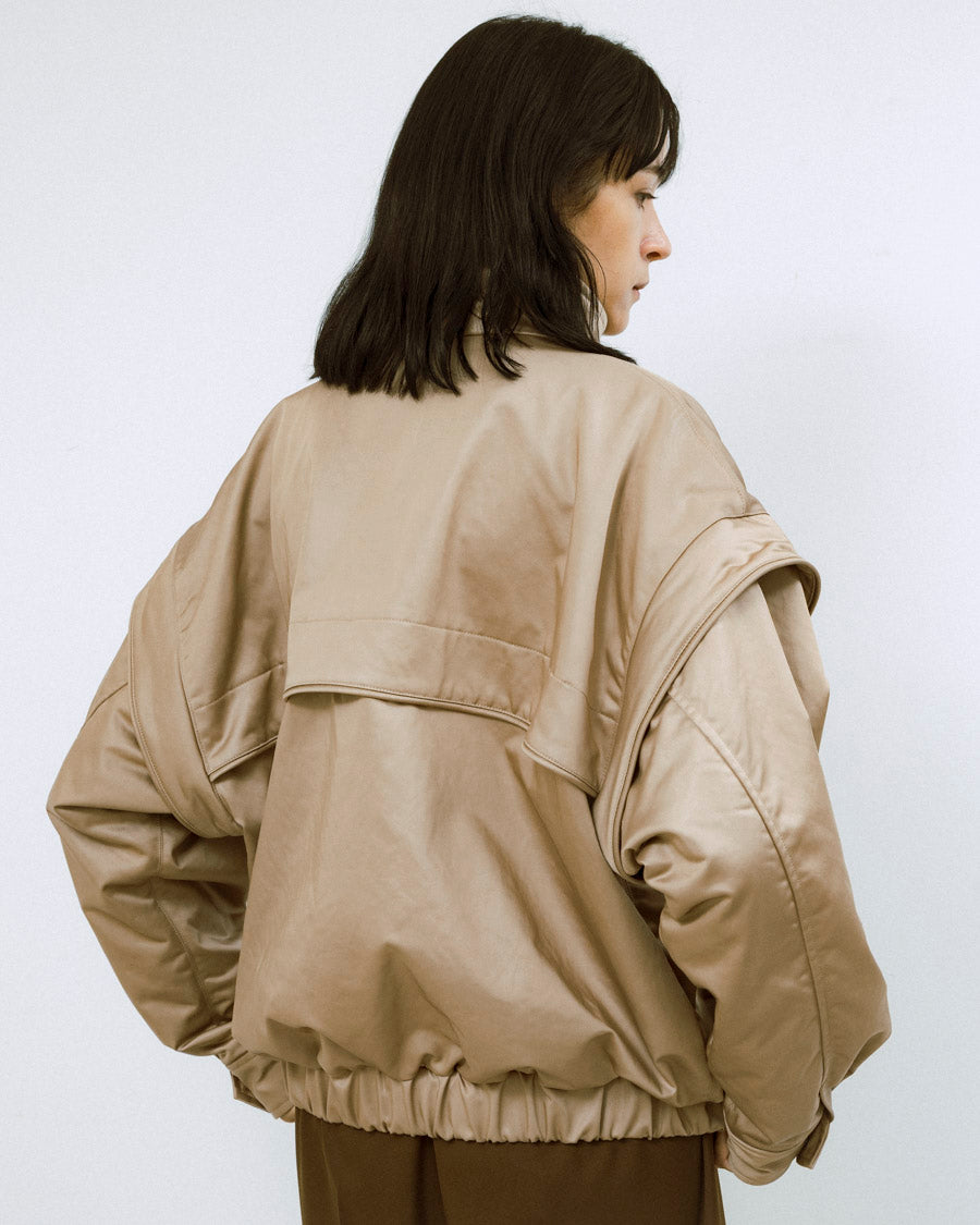 Wax vintage padded detachable short blouson (water repellent