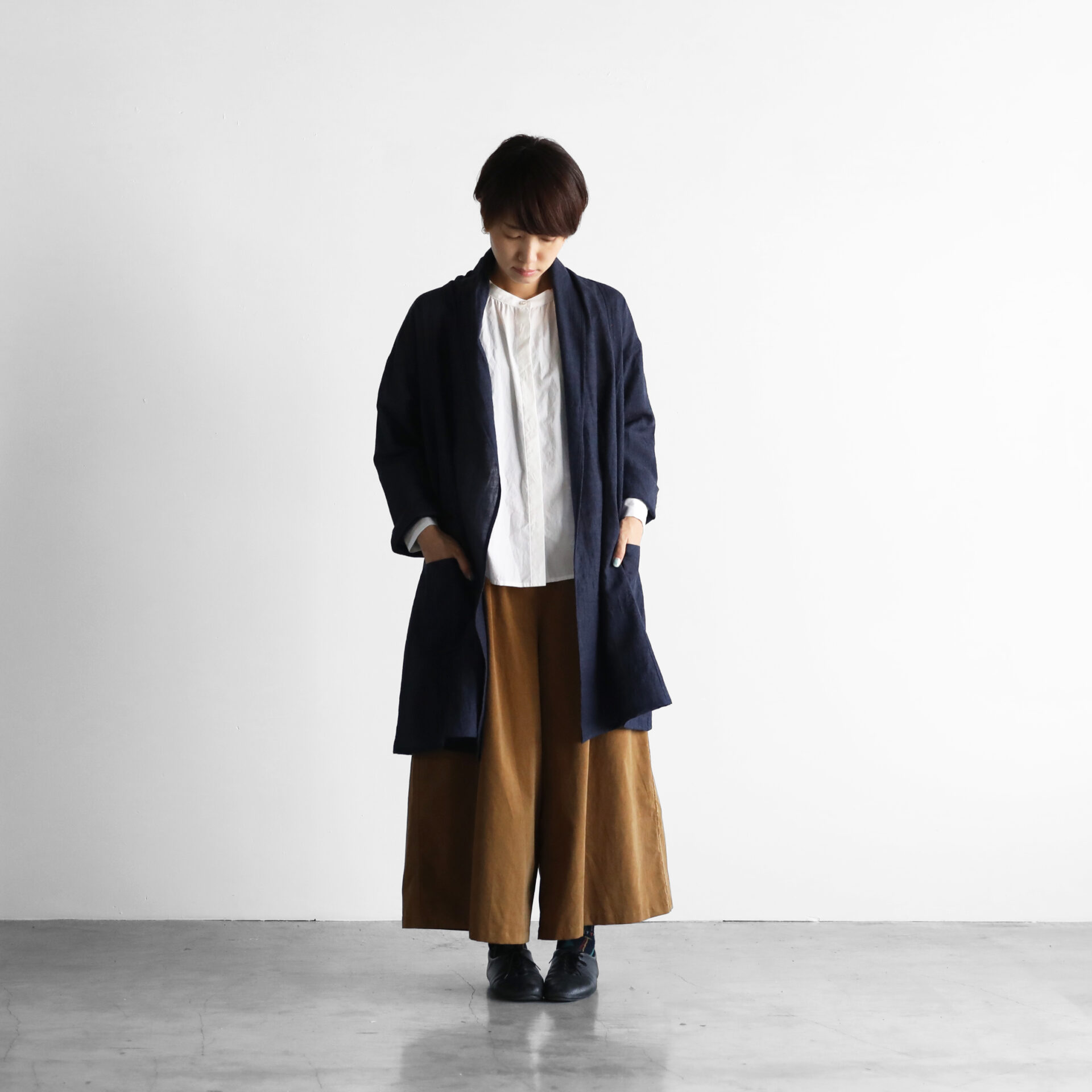 ウォッシャブルウールロングカーディガン（ダークネイビー）が再入荷