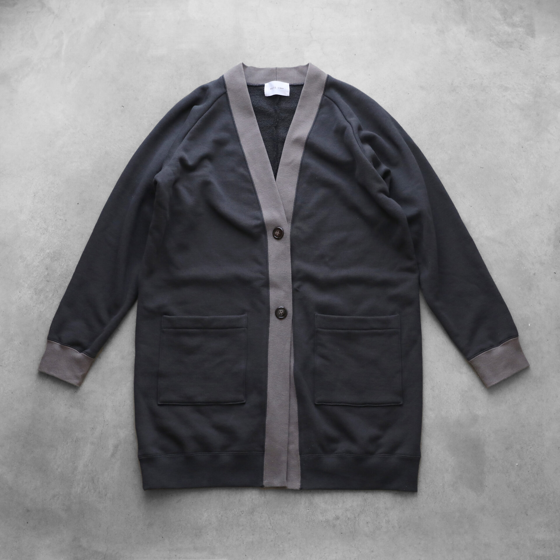HUIS in house］SUVINスウェットロングカーディガン（ダークグレー