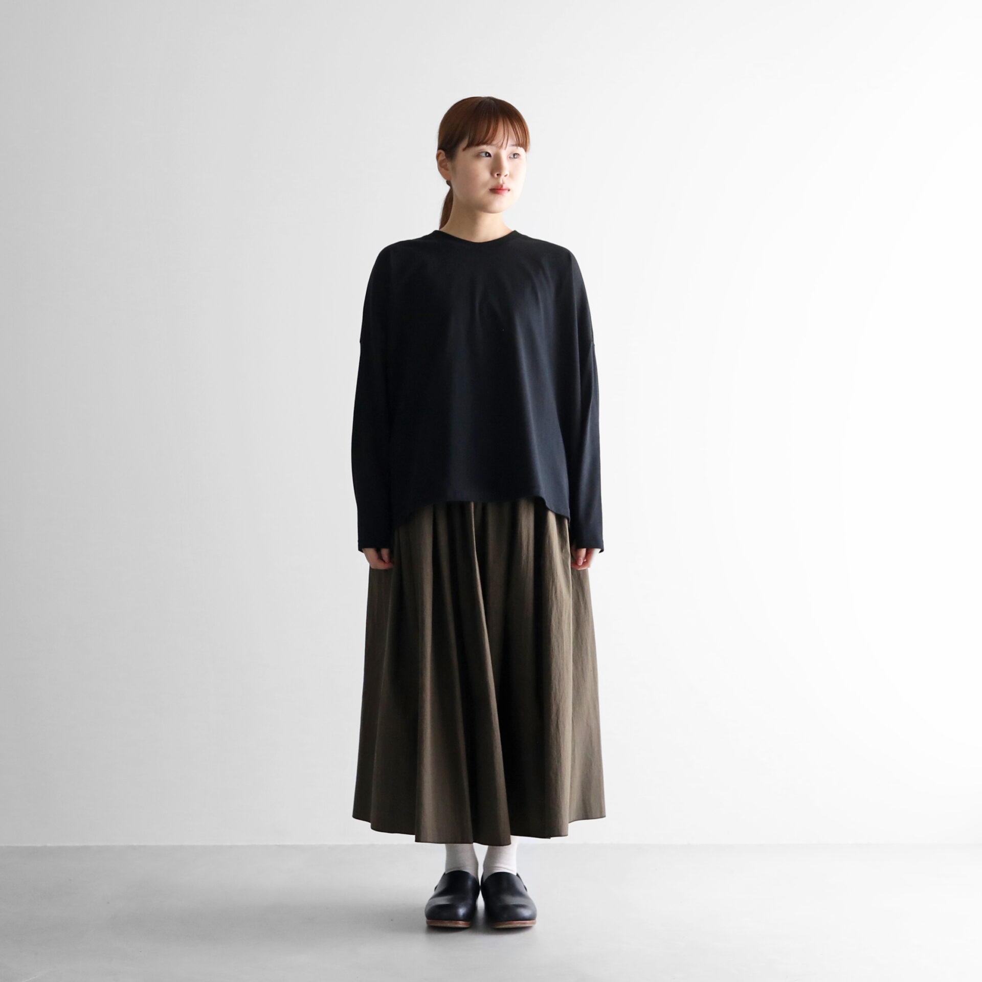 HUIS in house］SUVIN COTTON長袖スクエアワイドカットソー CS208を