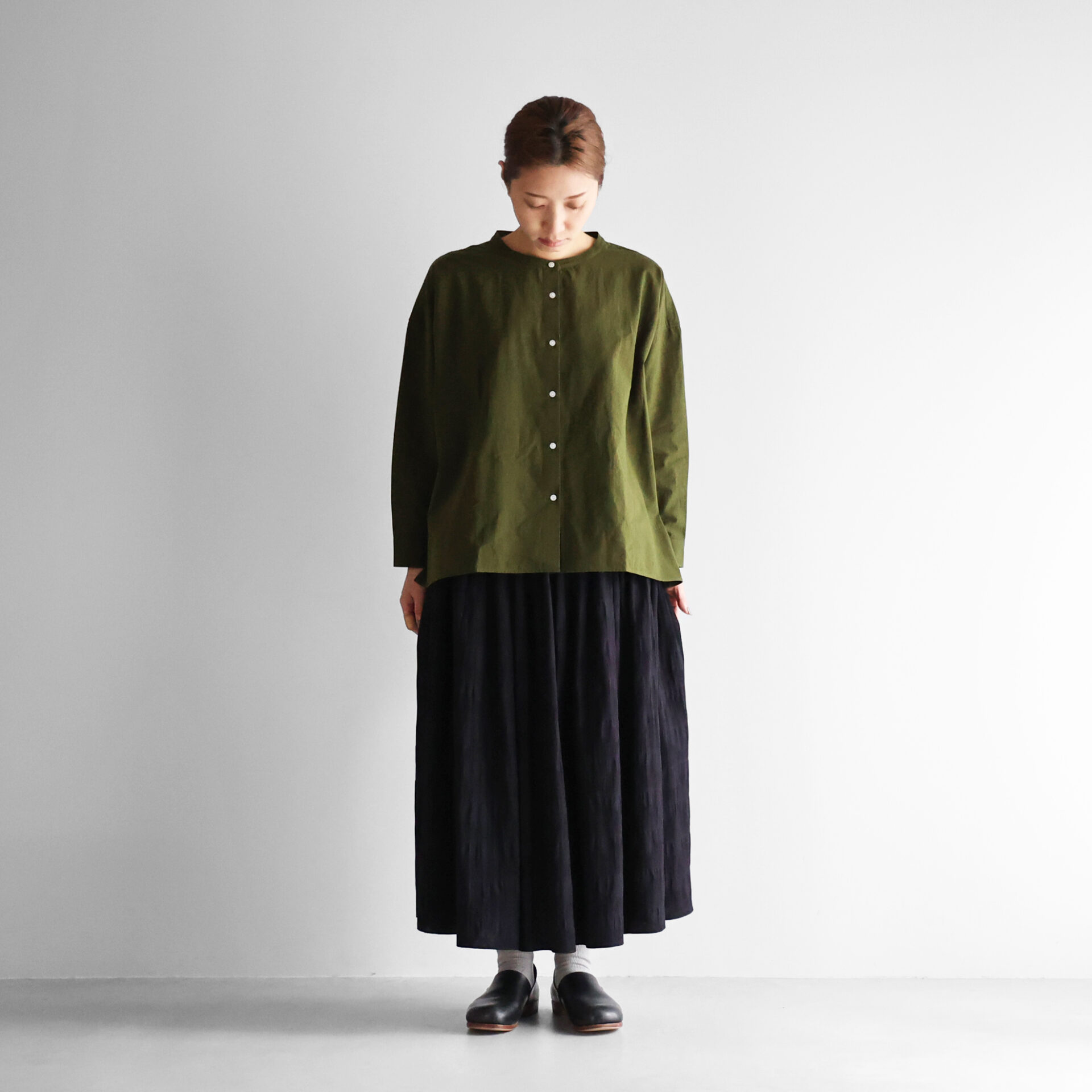 ギザコットンヘンプバンドカラーワイドブラウス U104をリリースしま