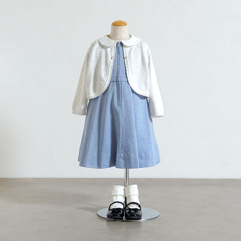 お受験服 サーキュラーフラワーワンピース サックス 90・100・110