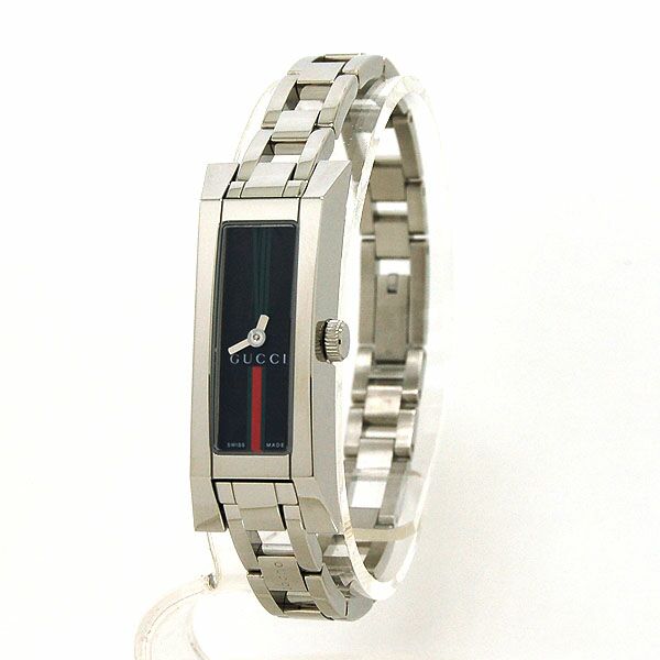 グッチ GUCCI バングルウォッチ チェーン柄ブラック YA110512