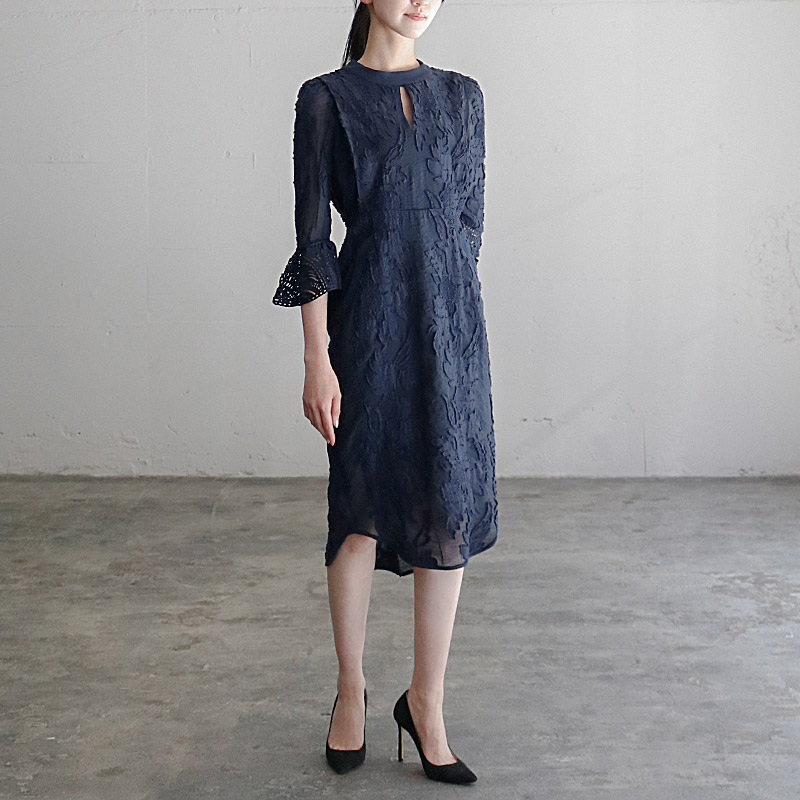 YOKOCHAN（ヨーコチャン）スカラップパールフレアドレス-ドレス