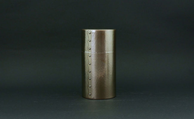 鎚起 (打物) 銅器 茶筒・鎚目（金色） 200g入用
