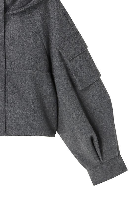 MECRE - メルトン フーディー ショート ブルゾン グレー | 3RD[i