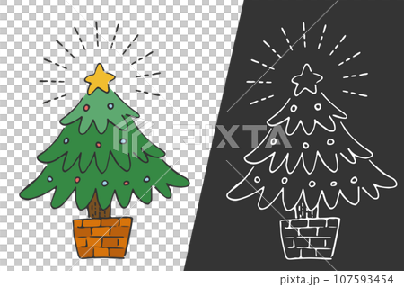 手描きのクリスマスツリーのイラスト素材 [107593454] - PIXTA