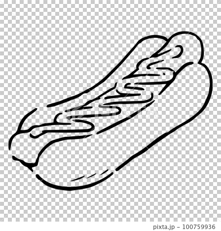 手描きのホットドック 白黒のイラスト素材 [100759936] - PIXTA
