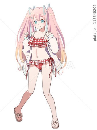 アニメ風のかわいい水着の女の子のイラスト素材 [118840206] - PIXTA