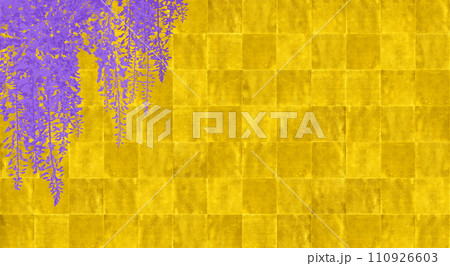 紫色の藤の花が美しい、琳派風の金屏風のイラスト素材 [110926603] - PIXTA