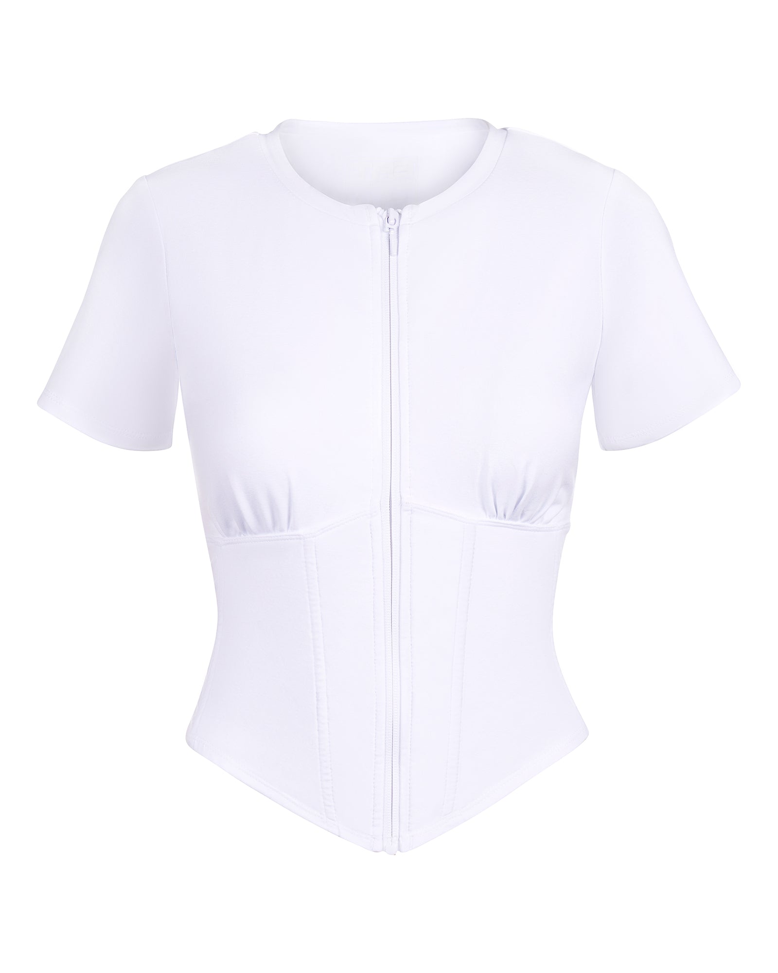 Short Sleeve Corsety Sculpting Shapewear Top - White | TA3