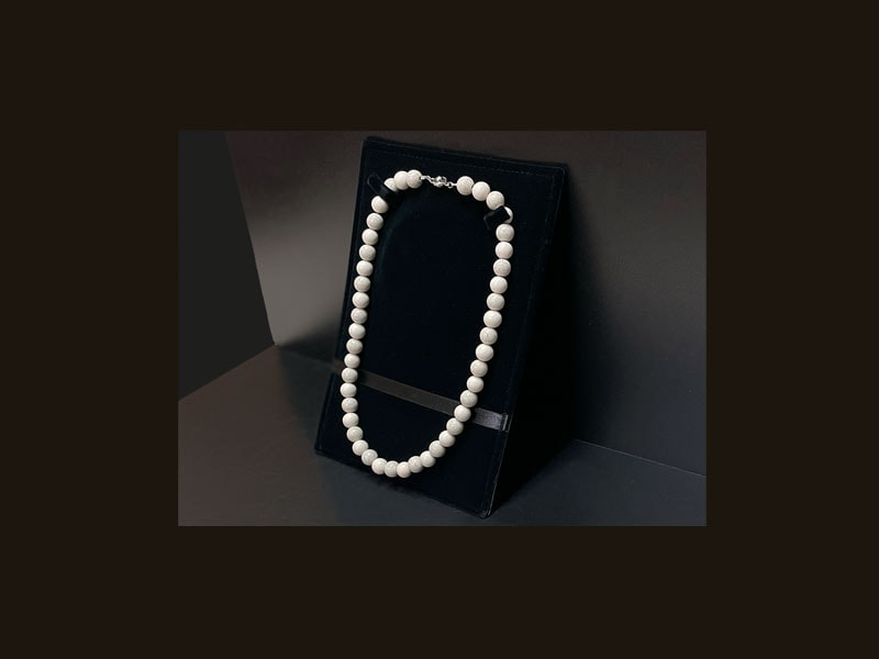 47番 10mm玉コラボネックレス（玉川産北投石、台湾産北投石） 北投石