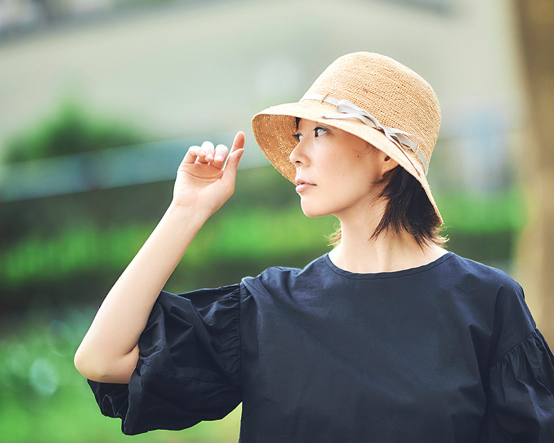 田中帽子店Gina（ジーナ）ラフィア・ショートクロッシェ／56.5cm 57.5